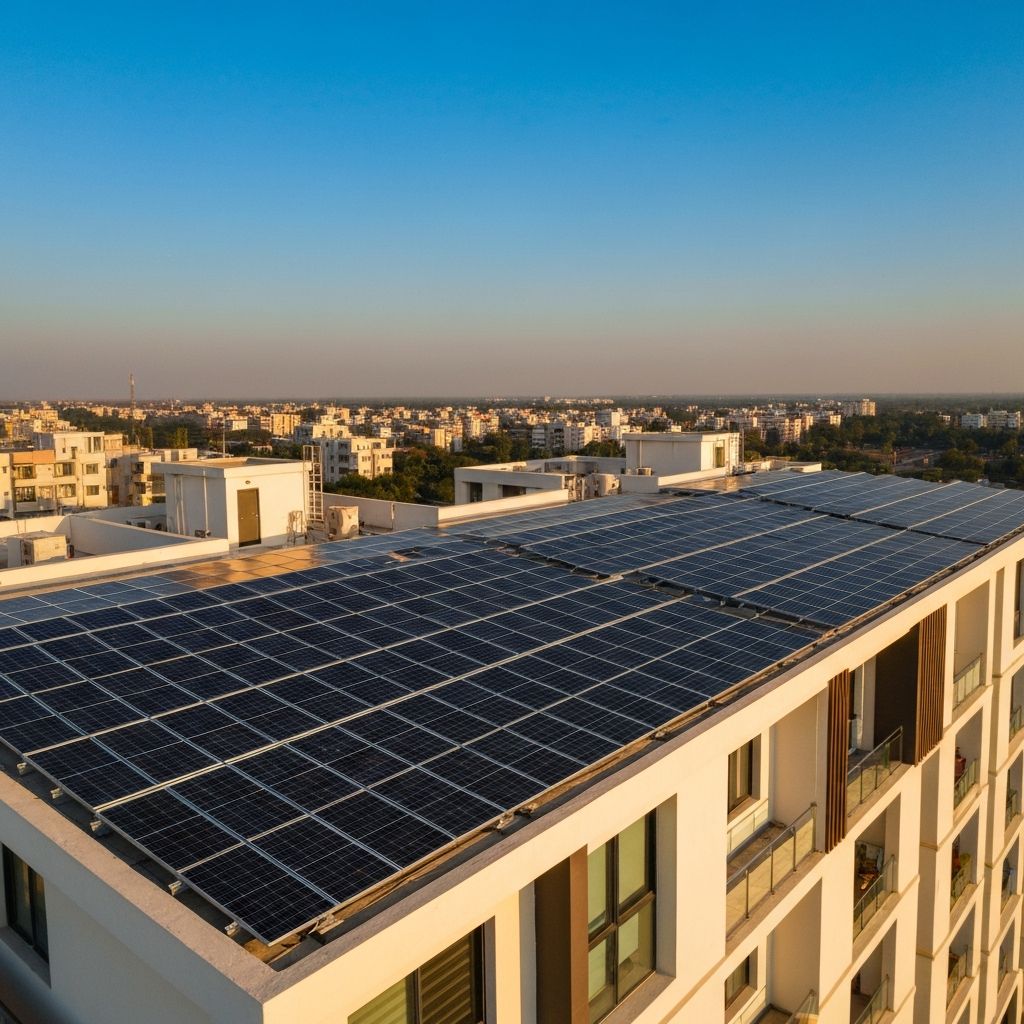 Solar panels on modern rooftop